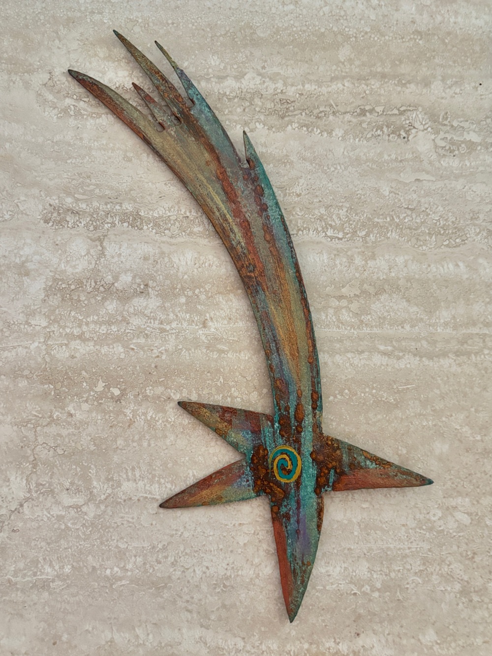 Signed Robert Shields Southwest Metal Wall Art Sculpture Shooring Star Comet
